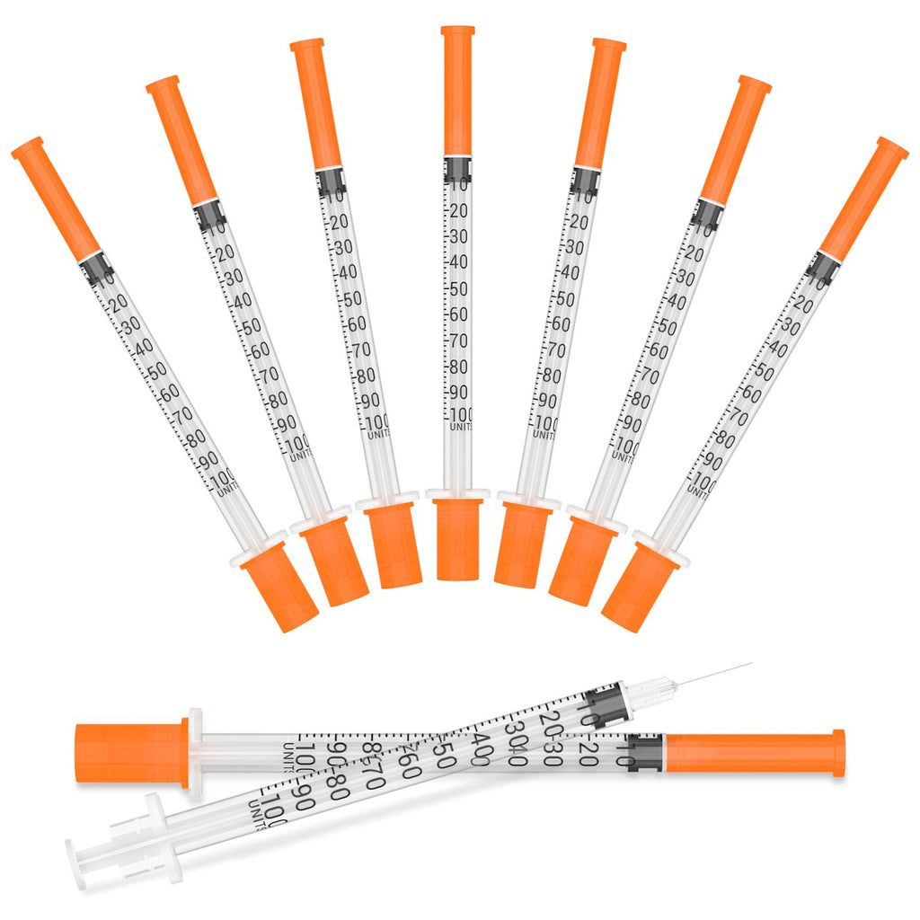 HENDARI 1 mL syringes fanned out with orange caps