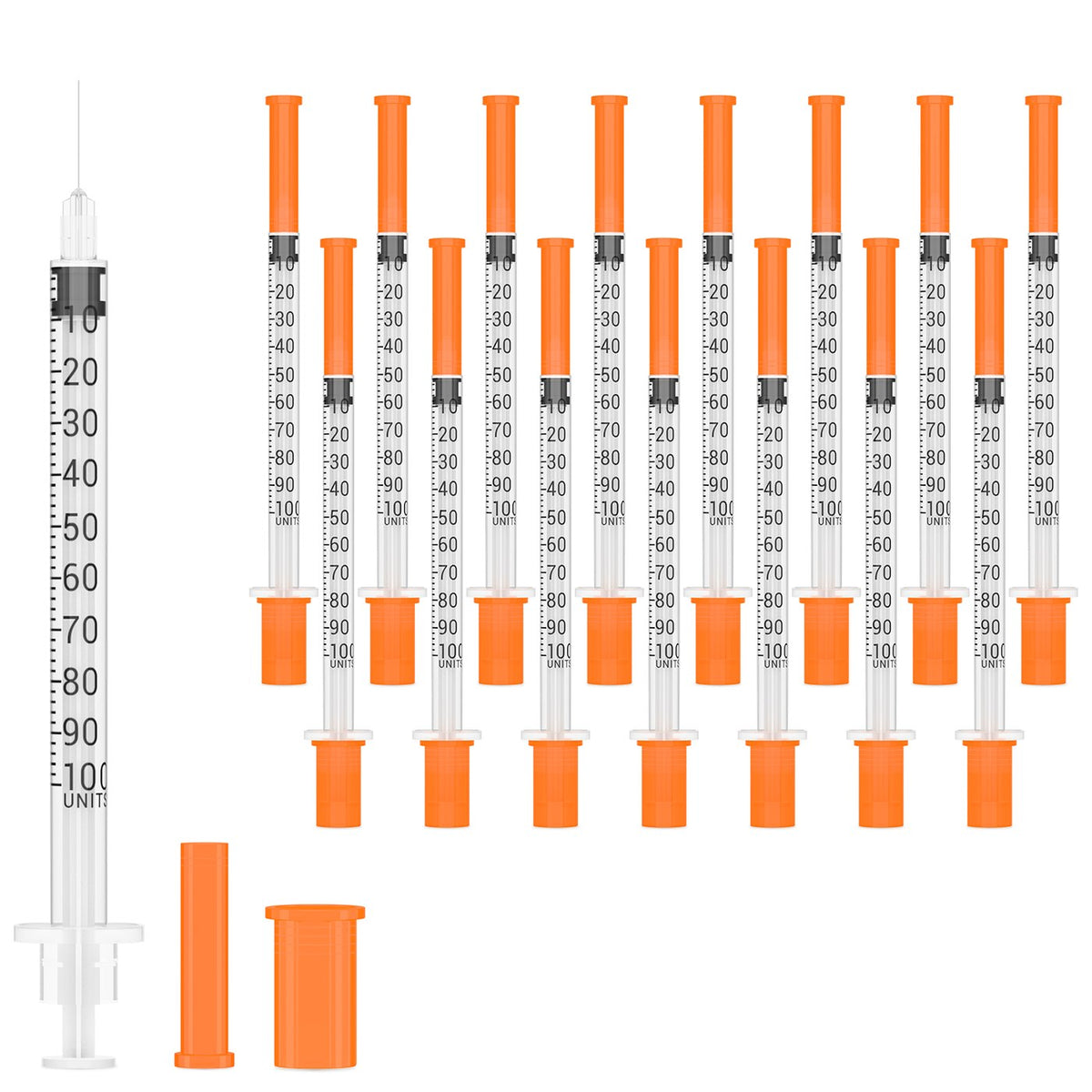 Sixteen HENDARI 1 mL syringes